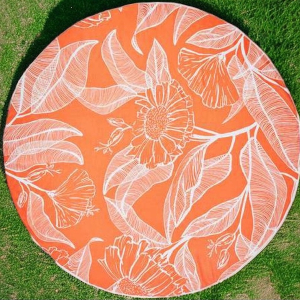 NWT Summer & Rose Orange Palm Outdoor Roundie Beach Towel